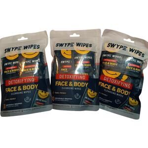 Swype Wipes Detoxifying Face & Body Cleansing Wrapped Wipes 30 ea Bag (3 Bags)